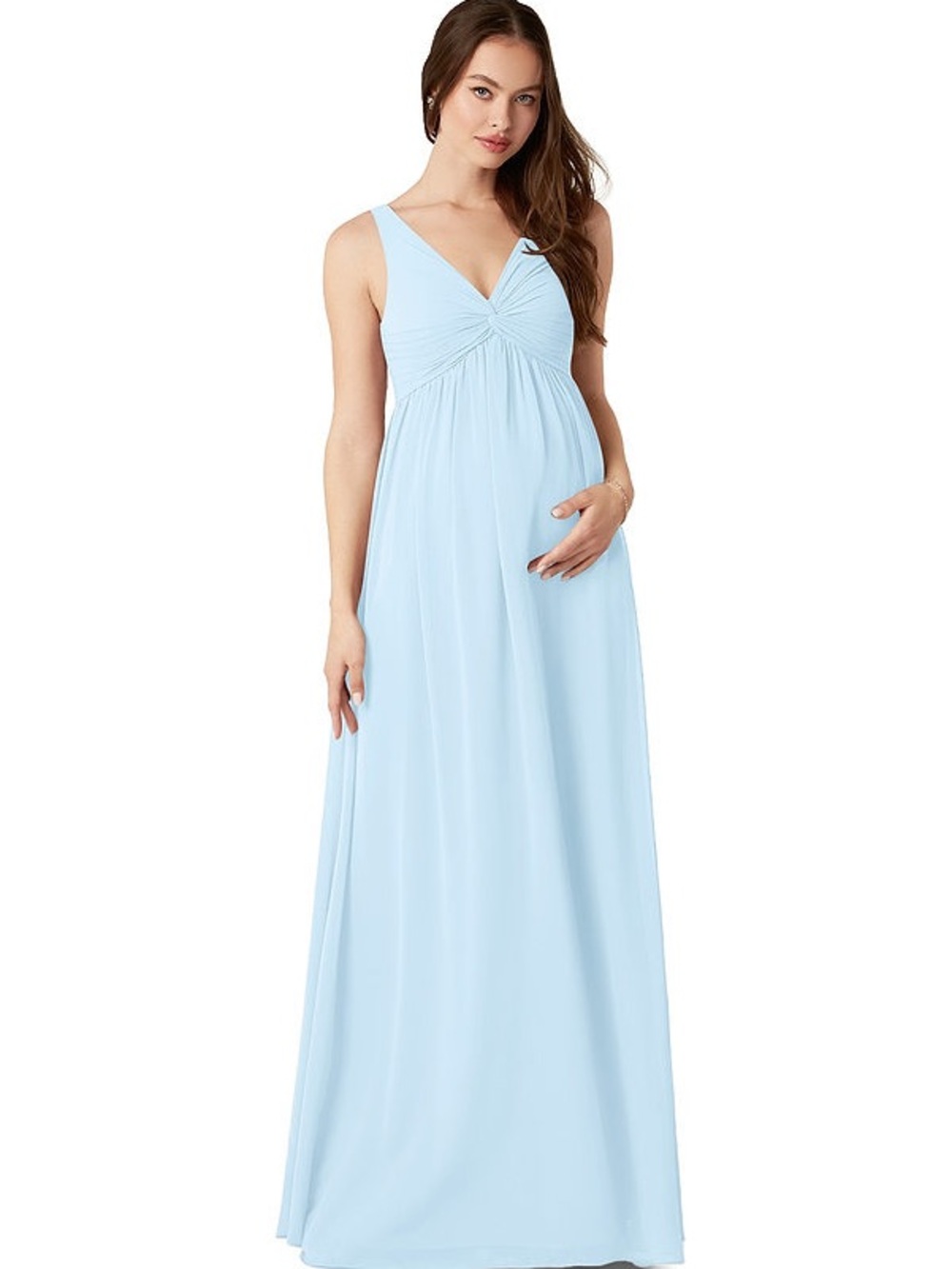 Azazie Light Blue Maxi Maternity Dress